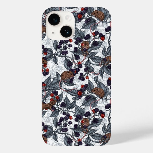 Mäuse und BlackBerry auf weiß Case-Mate iPhone 14 Hülle (Rückseite)