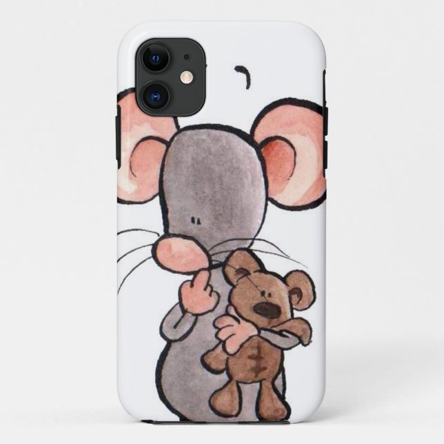 Mäuse- und des Teddybärenillustrierter Case-Mate iPhone Hülle (Rückseite)