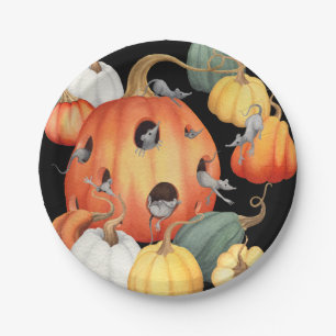 Mäuse und Kürbiskins Halloween Pappteller