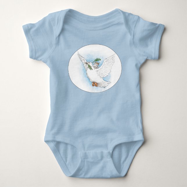 Mäuse-und Tauben-friedlicher Baby-Spielanzug Baby Strampler (Vorderseite)