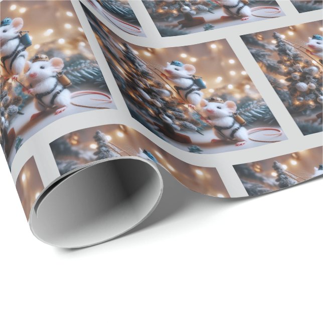 Mäuse-Weihnachtspapier Geschenkpapier (Rolleneckpunkt)