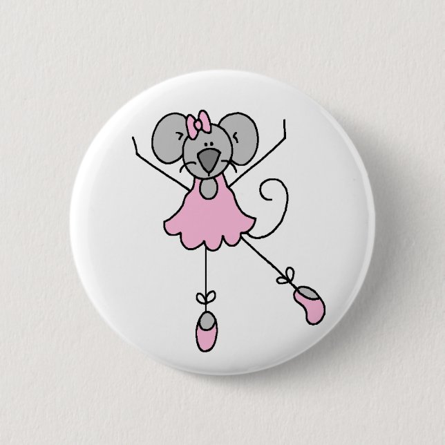 Mäuseballerina Dreiknopf Button (Vorderseite)