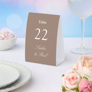 Mäusebraune Hochzeit Tischnummer Papier Tischzelt Tischaufsteller