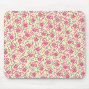 Mäuseunterlage Gänseblümchenfeld, rosa Blumen Mousepad