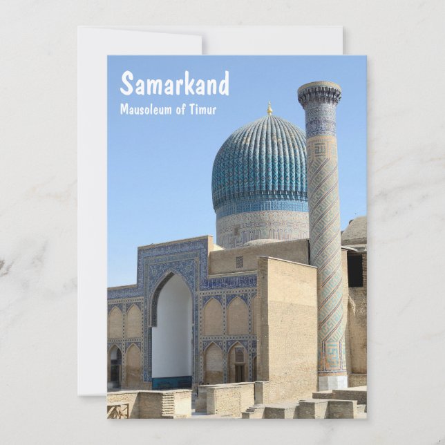 Mausolée de Timur à Samarkand, carte Ouzbékistan (Devant)