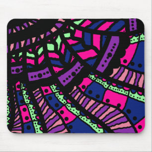 Mauspad, Abstrakte Kritzelkunst, heißes Rosa Lila Mousepad