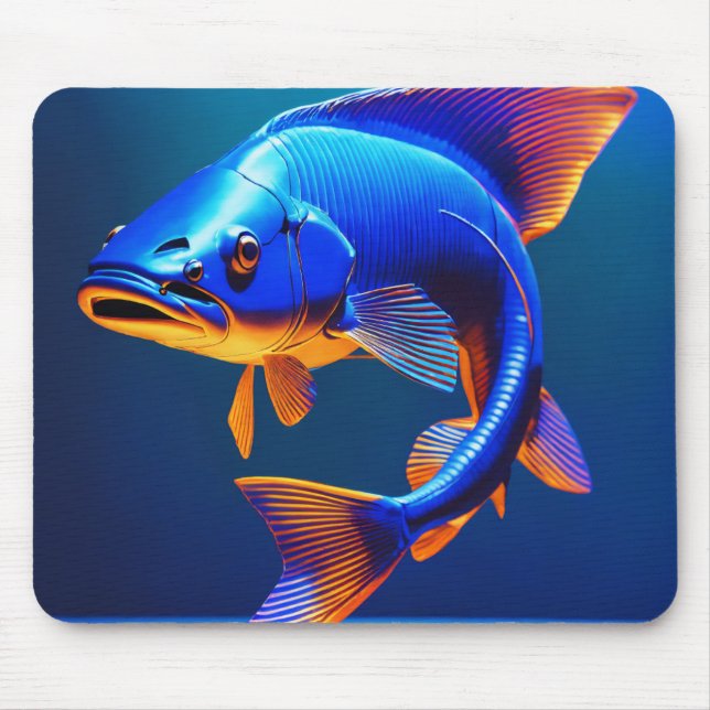 Mauspad | Blaues Fisch-Logo-Design | Minimalistisc (Vorne)