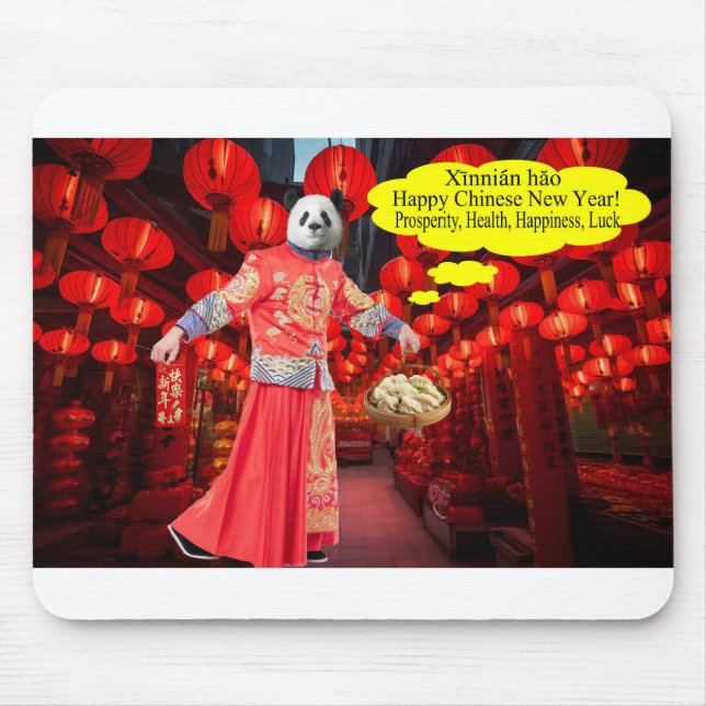 Mauspad. Happy Chinese New Year. Panda/man Mousepad (Vorne)