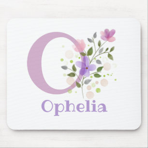 Mauspad Initial Plus Name & Blumen Design