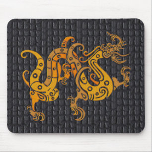 Mauspad-Leder Gold-Drache  (25-006) Mousepad