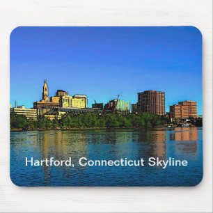 Mauspad mit Hartford Connecticut Skyline
