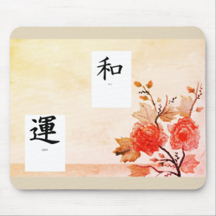 MAUSPAD MIT KANJI-SYMBOLLEN FÜR LUCK UND FRIEDEN
