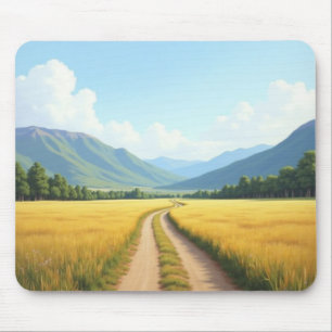 Mauspad mit Naturlandschaft und unbefestigter Stra