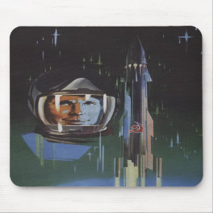 Mauspad mit Retro-USSR-Weltraumprogramm-Propaganda