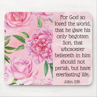 Mauspad mit Schrift. John 3:16.