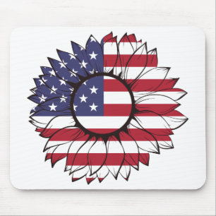 Mauspad mit USA-Flagge Sonnenblume, 4. Juli