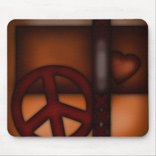 Mauspad, Rustikales Herz und Friedenszeichen Mousepad