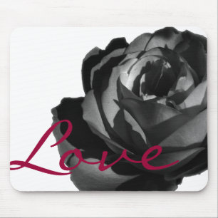 Mauspad Schwarze Rose Rote Liebe Blütenförmig Maus