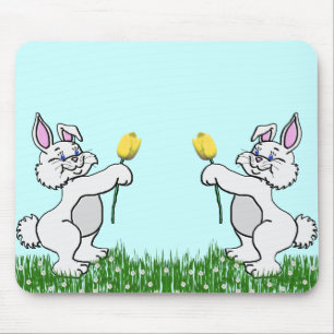 Mauspad - Zwei Bunnies & Tulips