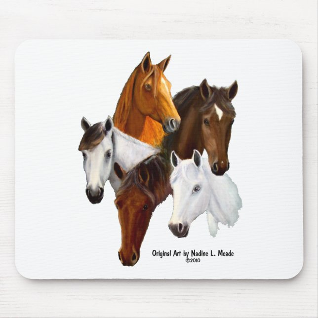 Mausunterlage, 5 Pferdeköpfe Mousepad (Vorne)