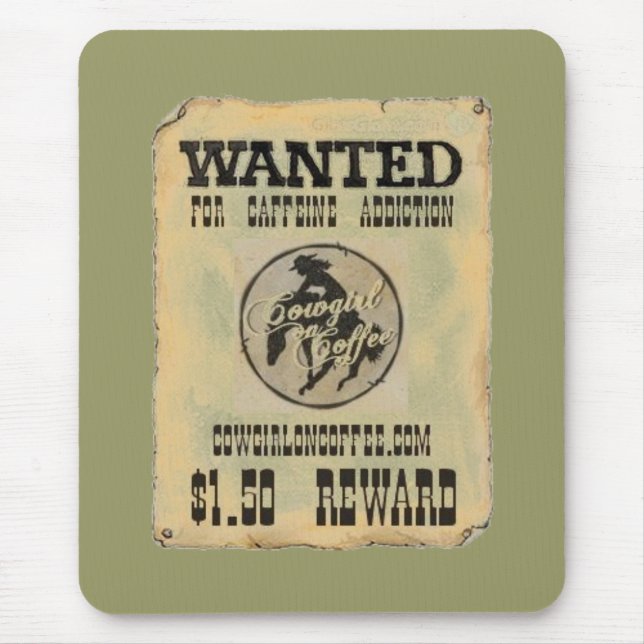 Mausunterlage "Cowgirl auf Kaffee" WOLLTE PLAKAT Mousepad (Vorne)