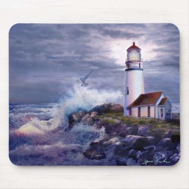 Mausunterlage-Meerblick mit Kap-Blanco-Leuchtturm Mousepad (Vorne)