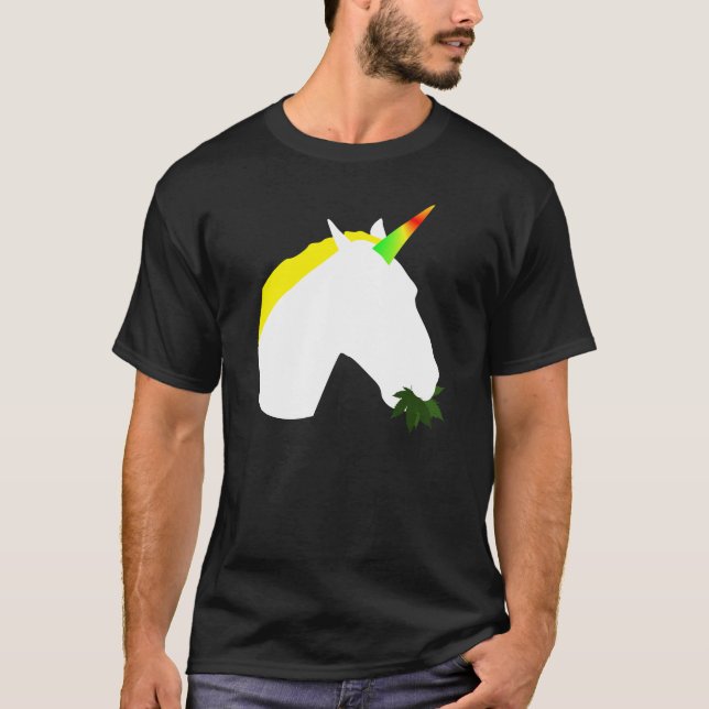 Mauvaise herbe mangeant le T-shirt de licorne (Devant)
