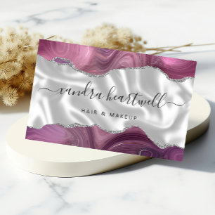 Mauve Agate Silver Glitzer Luxury Visitenkarten