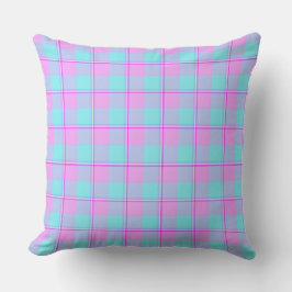 Mauve and Coastal Mist Plaid Blue Pink Kissen