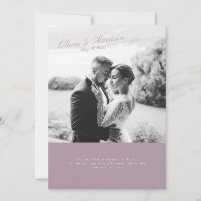 mauve and cream wedding invitation einladung (Rückseite)