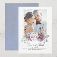 Mauve and Dusty Blue Floral Wedding Danke Card