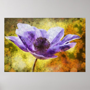 Mauve Anemone Blume Acrylmalerei Poster