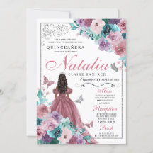 Mauve & Aquamarin Ocean Sunset Princess Quinceaner