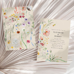 Mauve-Aquarell-Wildblumen-Hochzeitseinladung Einladung