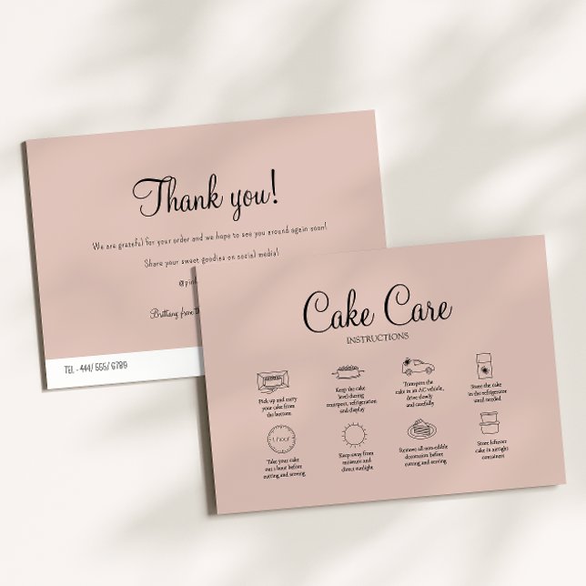 Mauve Bakery Cake Care Instruction Card Mitteilungskarte (Von Creator hochgeladen)