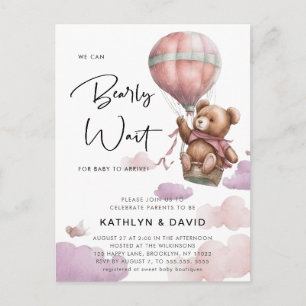 Mauve Balloon wir können frühzeitig abwarten Mädch Einladungspostkarte