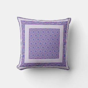 Mauve-, Blau- und Weißäpfelmuster und Polka-Punkte Kissen