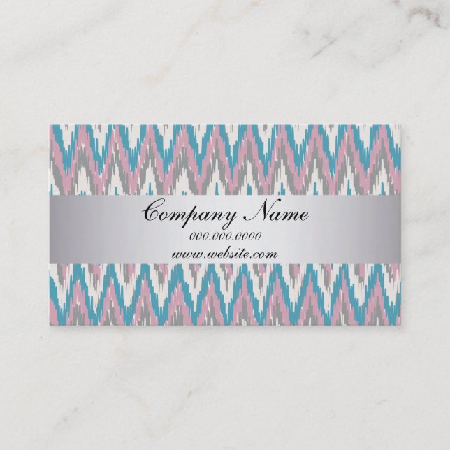 Mauve Blue TribaI Ikat ZigZag Pocket 2019 Kalender Visitenkarte (Vorderseite)