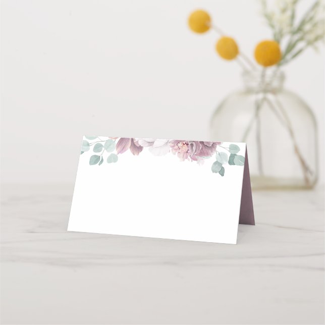 Mauve Blume Romantische Hochzeit Platzkarte (Vorderseite)