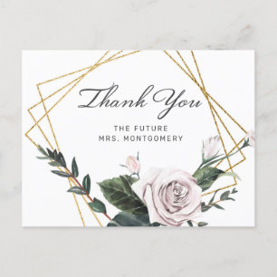 Mauve Blumen Goldrahmen Brautparty Dankeschön Postkarte