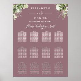 Mauve Blumengrün Hochzeitsstift Poster