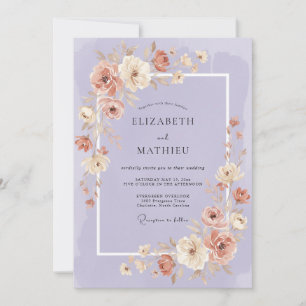 Mauve Blumige Whimsische Hochzeit Einladung