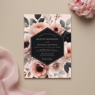 Mauve Blüten Romantische Hochzeit Einladung