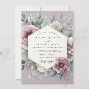 Mauve Blütenromanze Hochzeit Einladung