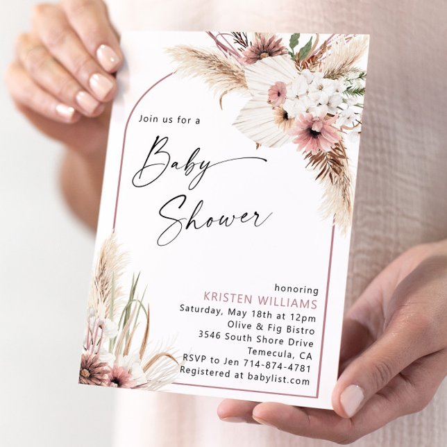 Mauve Boho Floral Baby Shower Einladung (Von Creator hochgeladen)