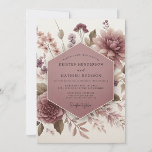 Mauve Botanische Blütenhochzeit Einladung