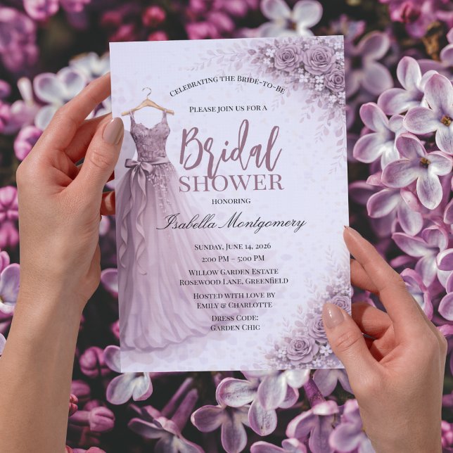 Mauve Bridesmaid Dress Bridal Shower Einladung (Mauve Bridesmaid Dress Bridal Shower Invitations)