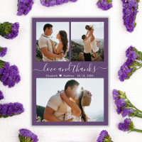 Mauve Budget Foto Collage Wedding Dankeschön Karte