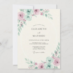 Mauve Celadon Blütenhochzeit Einladung