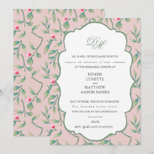 Mauve Chalk und Basil Green Probe Dinner Einladung
